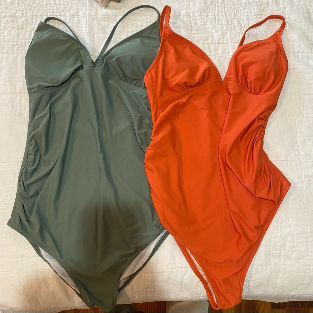 Two maternity swimsuits - Green and Orange